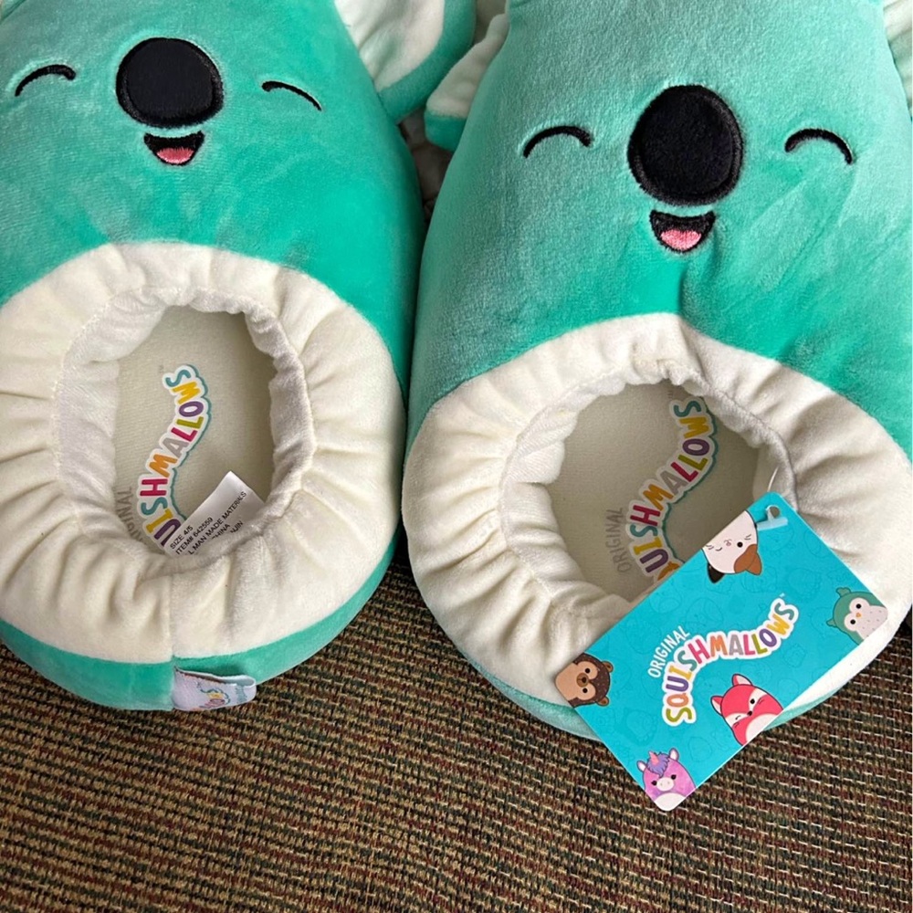 Squishmallows Teal and White Koala Slippers 4/5